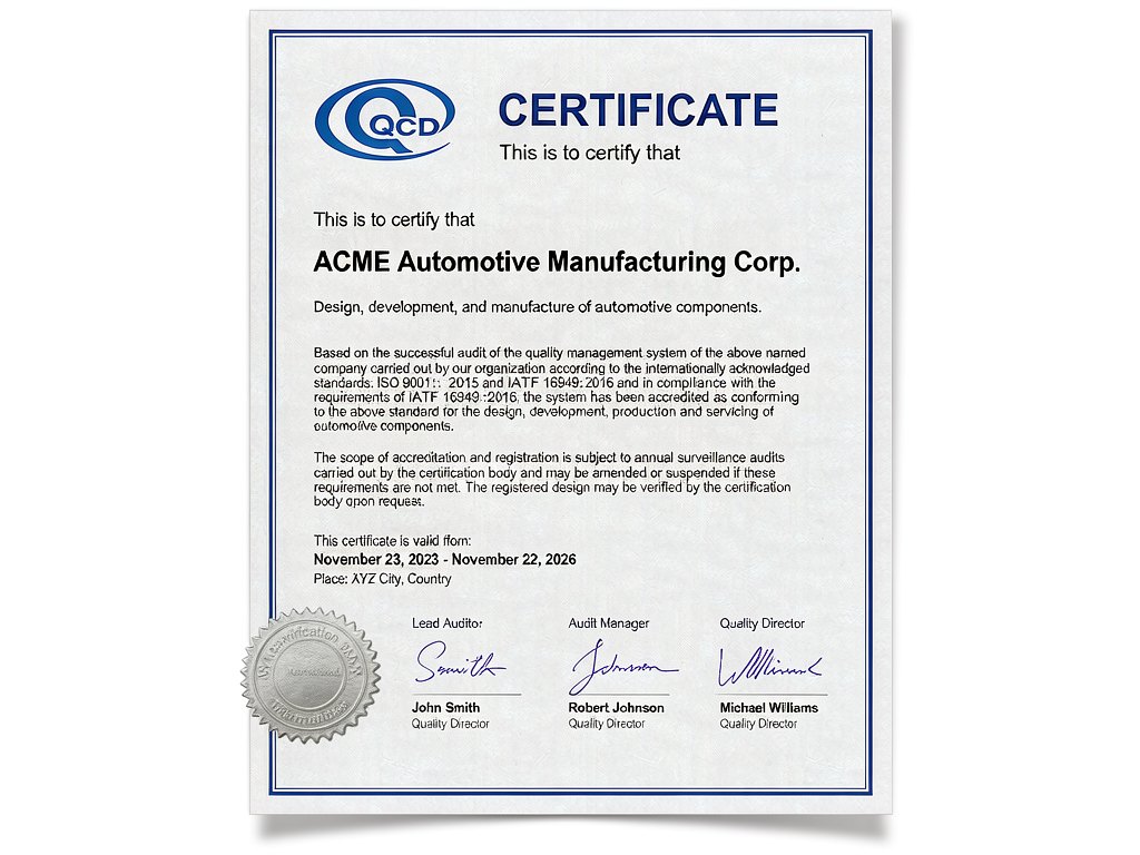 IATF 16949 Certificate